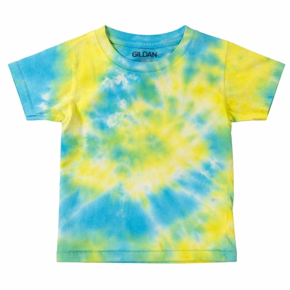 Blue, Green and Yellow Tie Dye Short Sleeve Tee